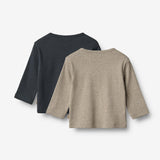 Wheat Main Sæt af 2 Langærmet T-shirts Milo T-Shirt 1432 navy