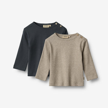 Wheat Main Sæt af 2 Langærmet T-shirts Milo T-Shirt 1432 navy