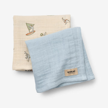 Wheat Main Sæt af 2 Muslin Stofbleer Kaya Accessories 2703 summer sky