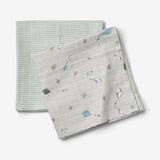 Wheat Main Sæt af 2 Muslin Stofbleer Kaya Accessories 9036 mellow sky kites