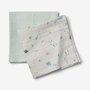 Wheat Main Sæt af 2 Muslin Stofbleer Kaya Accessories 9036 mellow sky kites