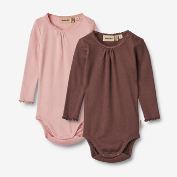 Wheat Main Sæt af 2 Rib Body Lotta Underwear/Bodies 1189 rose frost eggplant