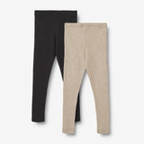 Wheat Main Sæt af 2 Rib Leggings Maddy Leggings 1144 gravel melange black