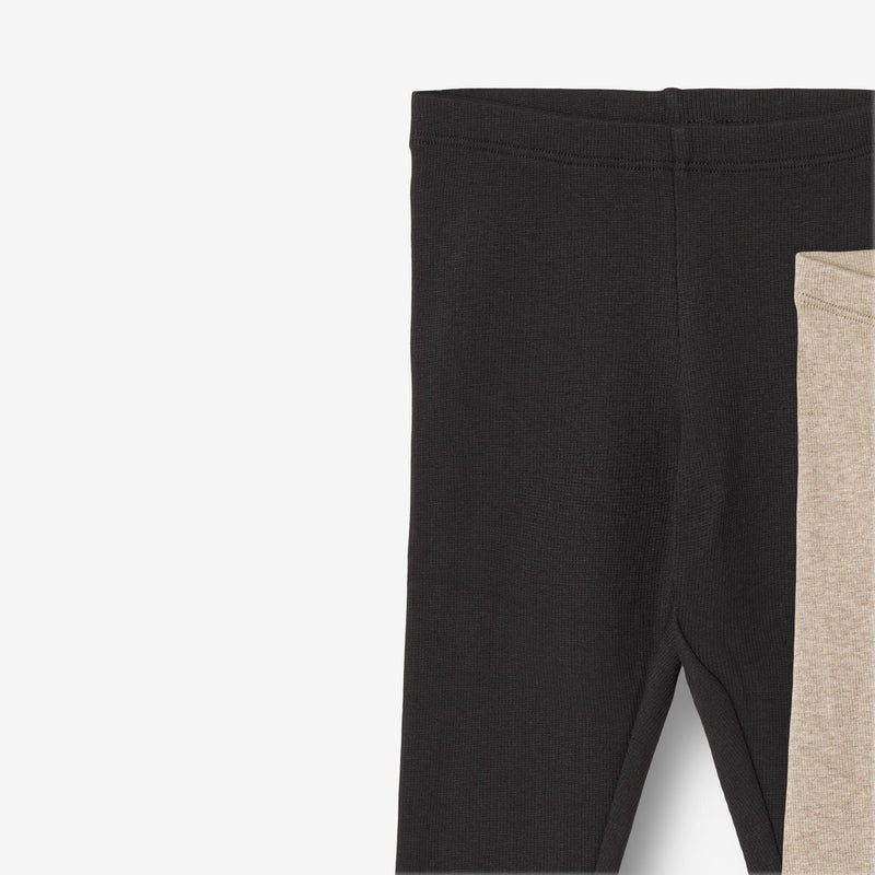 Wheat Main Sæt af 2 Rib Leggings Maddy Leggings 1144 gravel melange black