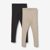 Wheat Main Sæt af 2 Rib Leggings Maddy Leggings 1144 gravel melange black