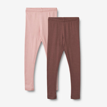 Wheat Main Sæt af 2 Rib Leggings Maddy Leggings 1189 rose frost eggplant