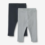 Wheat Main Sæt af 2 Rib Leggings Maddy | Baby Leggings 1126 cloudy sky navy