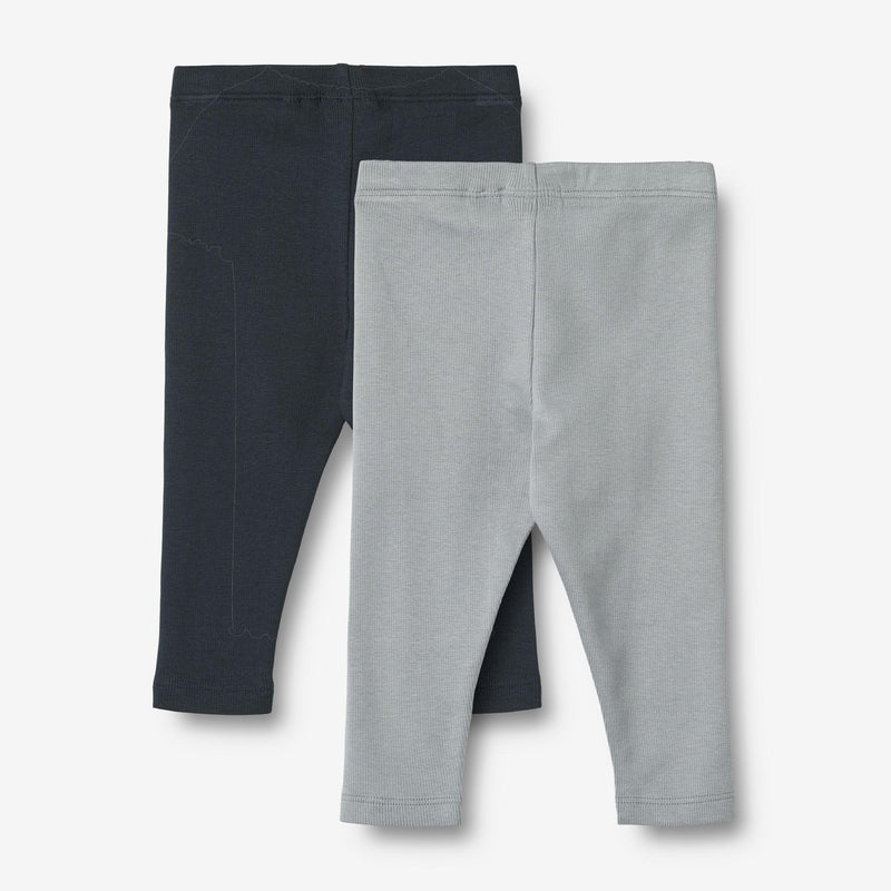 Wheat Main Sæt af 2 Rib Leggings Maddy | Baby Leggings 1126 cloudy sky navy