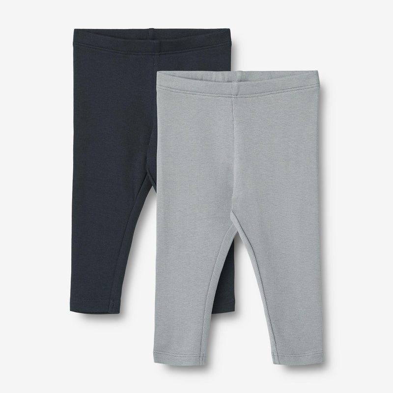 Wheat Main Sæt af 2 Rib Leggings Maddy | Baby Leggings 1126 cloudy sky navy