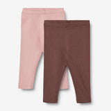 Wheat Main Sæt af 2 Rib Leggings Maddy | Baby Leggings 1189 rose frost eggplant