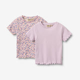 Wheat Main Sæt af 2 Rib T-shirts Alicia T-Shirt 9649 pink blue flowers