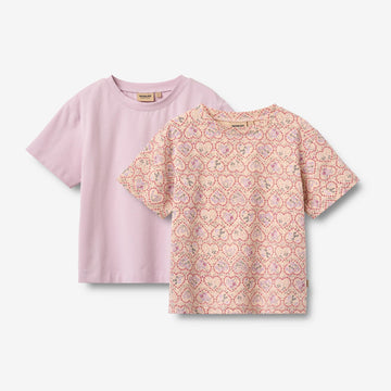 Wheat Main Sæt af 2 T-shirt Ella T-Shirt 9876 magenta heart flowers
