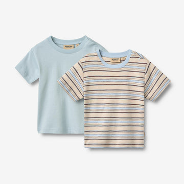 Wheat Main Sæt af 2 kortærmet T-shirt Fabian T-Shirt 9877 multi blue stripe