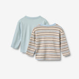 Wheat Main Sæt af 2 langærmet T-shirt Ebbe T-Shirt 9877 multi blue stripe