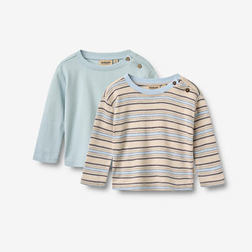 Wheat Main Sæt af 2 langærmet T-shirt Ebbe T-Shirt 9877 multi blue stripe
