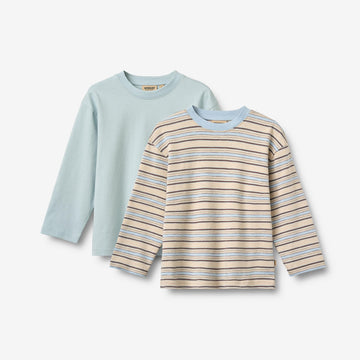 Wheat Main Sæt af 2 langærmet T-shirt Johan T-Shirt 9877 multi blue stripe