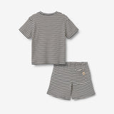 Wheat Main Sæt af Kortærmet T-shirt & Shorts Fabian Set 9432 navy rib stripe