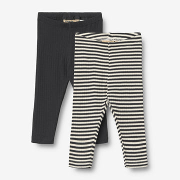 Wheat Main Sæt af To Rib Leggings Jules Legging 9432 navy rib stripe