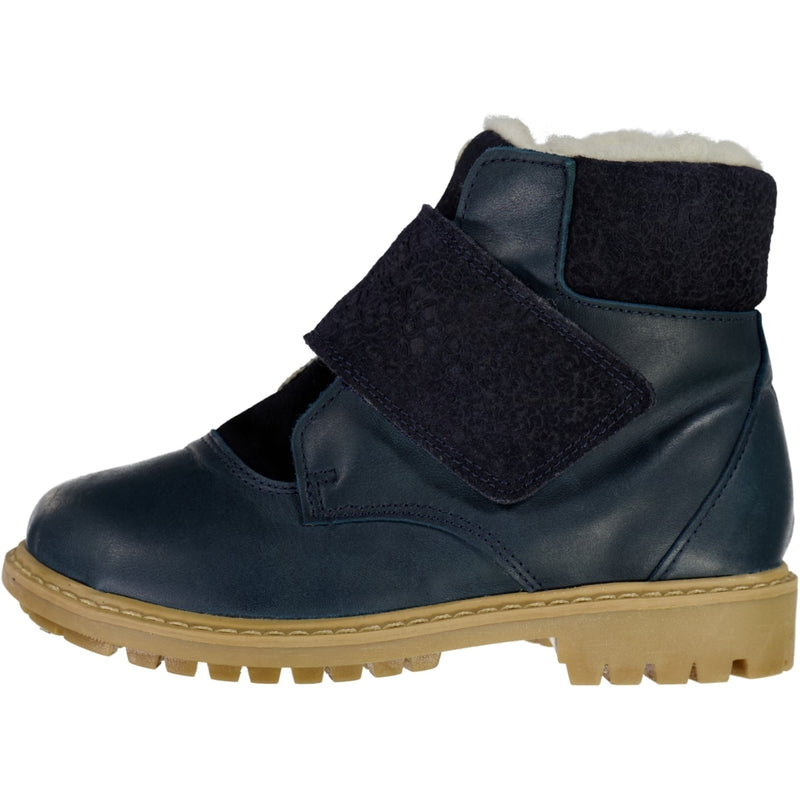 Wheat Footwear Sigge Printet Velcro Støvle Winter Footwear 1432 navy