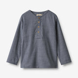 Wheat Main Skjorte Bjørk Shirt 1312 greyblue slub stripe