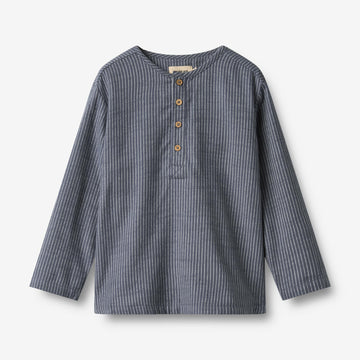 Wheat Main Skjorte Bjørk Shirt 1312 greyblue slub stripe