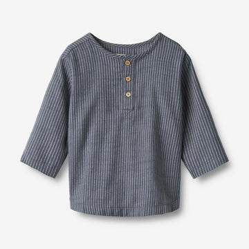 Wheat Main Skjorte Bjørk Shirt 1312 greyblue slub stripe