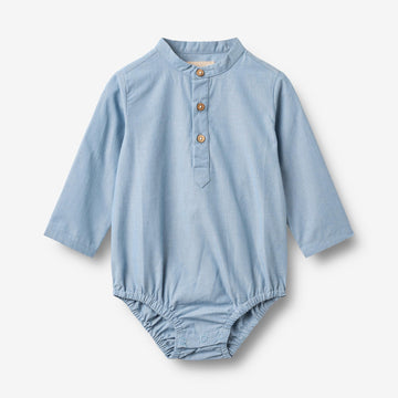 Wheat Main Skjortebody Victor Romper 9633 blue chambrey