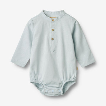 Wheat Main Skjortebody Victor Romper 9429 light blue chambray