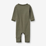 Wheat Main  Sparkedragt Finn | Baby Jumpsuits 4076 dark green stripe