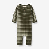 Wheat Main  Sparkedragt Finn | Baby Jumpsuits 4076 dark green stripe