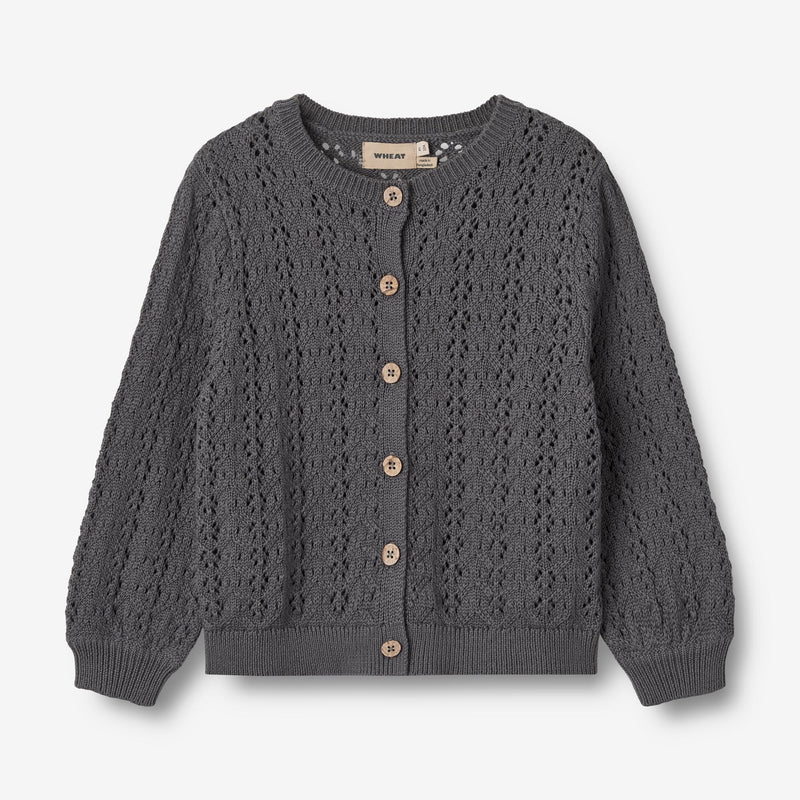 Wheat Main Strik Cardigan Celia Knitted Tops 1201 stormy blue