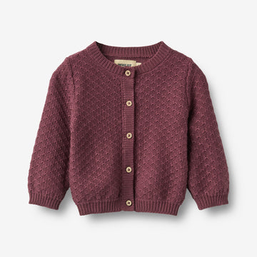 Wheat Main Strik Cardigan Magnella Cardigan 3118 eggplant