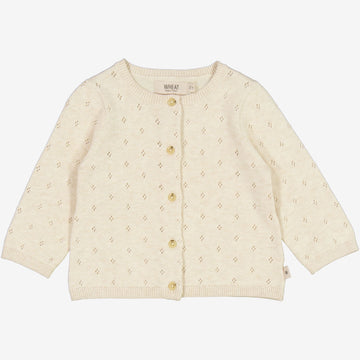 Wheat Main Strik Cardigan Maia | Baby Knitted Tops 1101 cloud melange