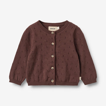 Wheat Main Strik Cardigan Maia | Baby Knitted Tops 3118 eggplant