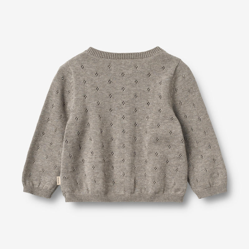 Wheat Main Strik Cardigan Maia | Baby Knitted Tops 3229 warm grey melange