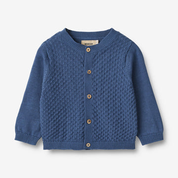 Wheat Main Strik Cardigan Siggi | Baby Knitted Tops 1173 deep ocean
