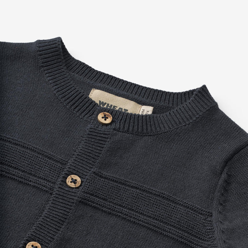 Wheat Main  Strik Cardigan Sofus Knitted Tops 1432 navy