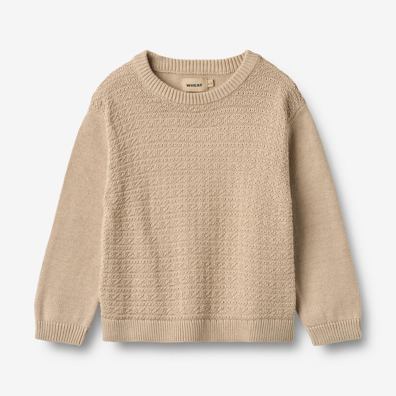Wheat Main Strik Pullover Boris Knitted Tops 3354 warm sand