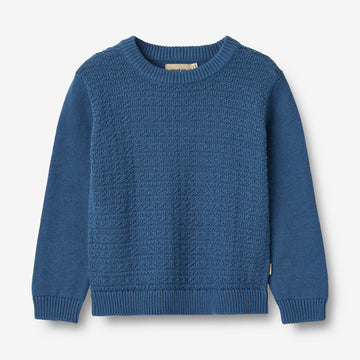 Wheat Main Strik Pullover Borris Knitted Tops 1173 deep ocean