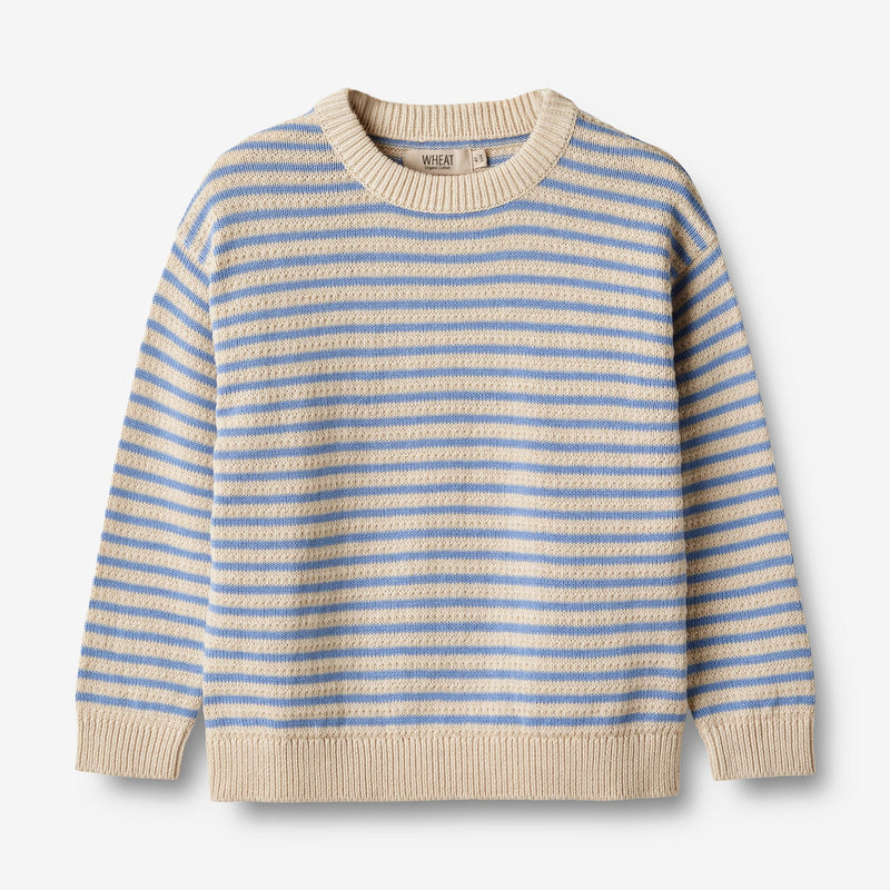 Wheat Main   Strik Pullover Chris Knitted Tops 4103 azure stripe