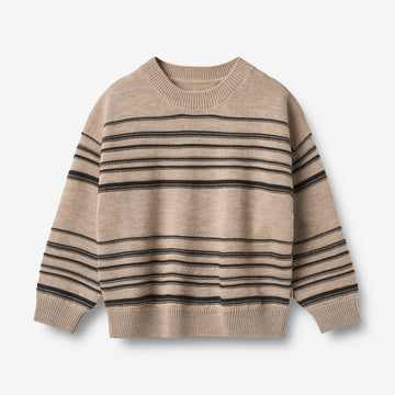 Wheat Main Strik Pullover Flores Knitted Tops 9568 sand black stripe