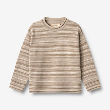 Wheat Main Strik Pullover Gunnar Knitted Tops 9574 warm sand stripe