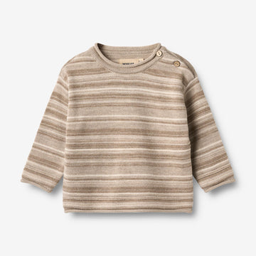 Wheat Main Strik Pullover Gunnar Knitted Tops 9574 warm sand stripe
