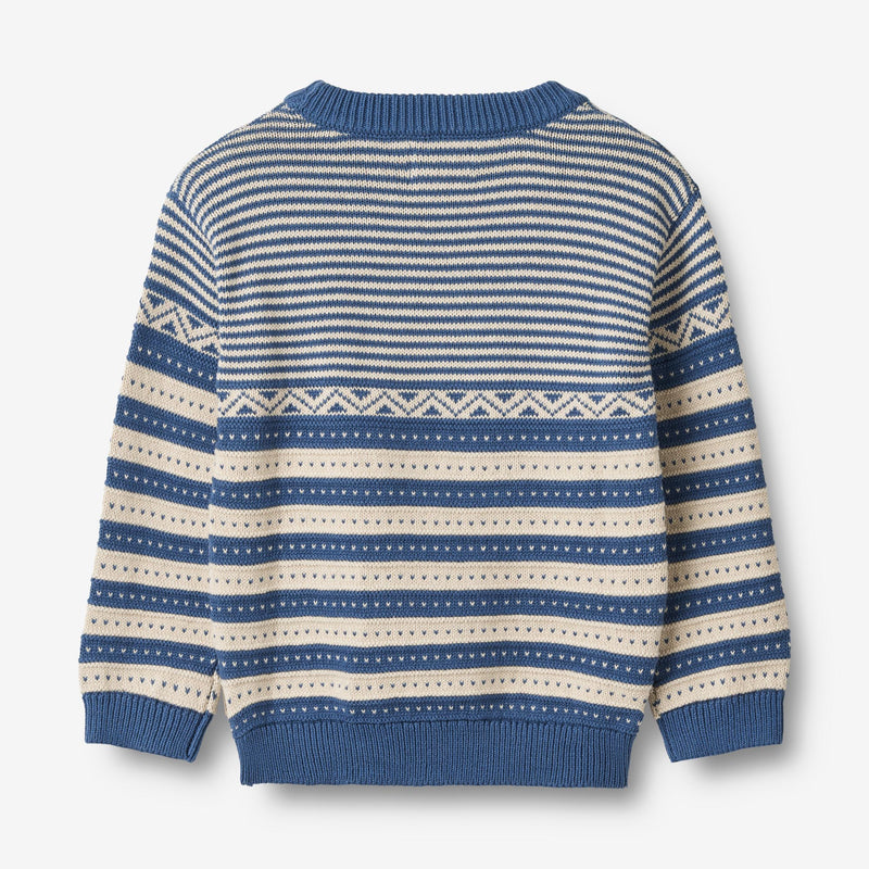 Wheat Main Strik Pullover Janus Knitted Tops 1173 deep ocean