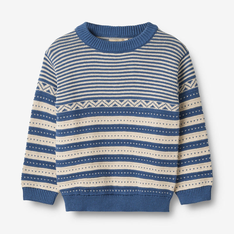 Wheat Main Strik Pullover Janus Knitted Tops 1173 deep ocean