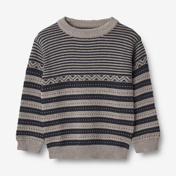 Wheat Main Strik Pullover Janus Knitted Tops 1432 navy
