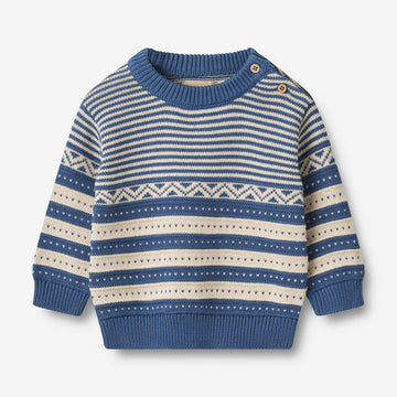Wheat Main Strik Pullover Janus | Baby Knitted Tops 1173 deep ocean