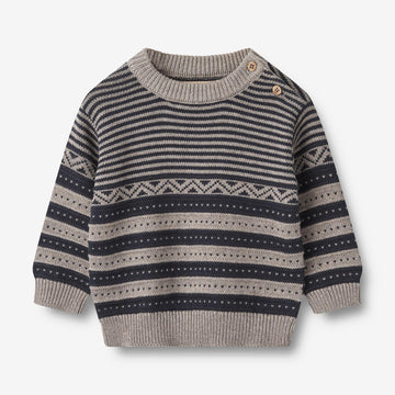 Wheat Main Strik Pullover Janus | Baby Knitted Tops 1432 navy