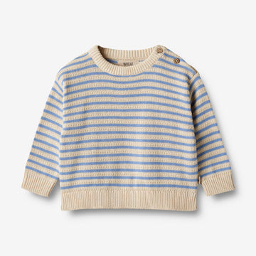 Wheat Main   Strik Pullover Morgan Knitted Tops 4103 azure stripe