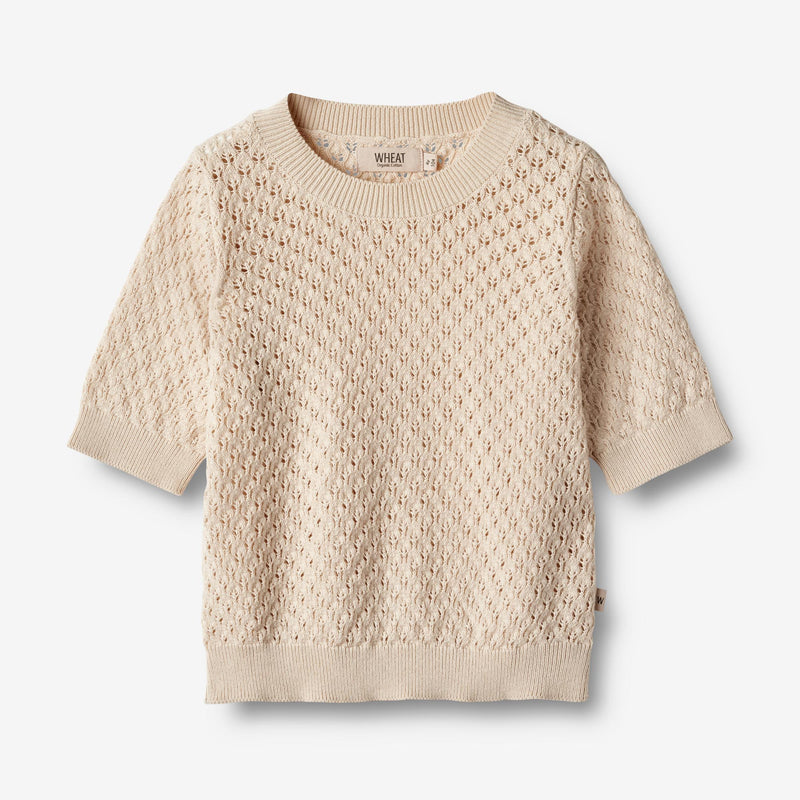 Wheat Main   Strik T-shirt Alva Knitted Tops 3336 sandshell